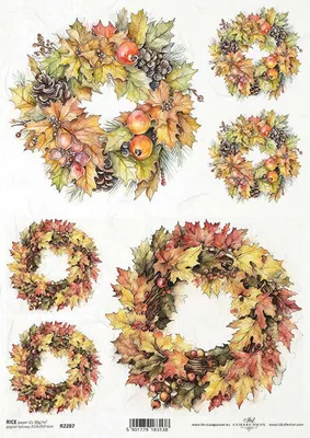 Produktbild von ITD Reispapier Decoupage Bastelpapier Serviettentechnik-R2287 Herbstblattgirlanden