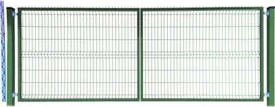 Zdjęcie produktu dla BRAMA 150cm zielona PANELOWA dwa SŁUPKI RAL6005 dwuskrzydłowa 153cm