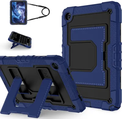 Immagine prodotto di Custodia ibrida in silicone per Samsung Galaxy Tab A11 Plus Grande Supporto Cinturino Blu scuro