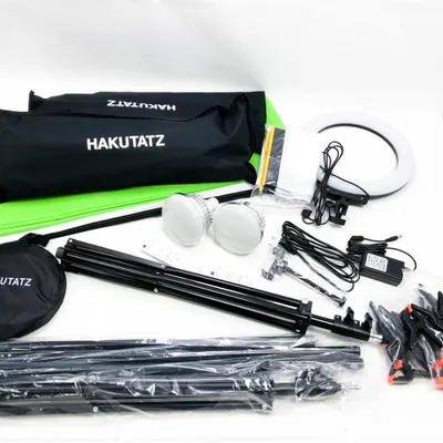 Produktbild von HAKUTATZ Profi Fotostudio Set Softbox Ringlicht Greenscreen mit Stnder Studioleuchte Set Hintergrundsystem