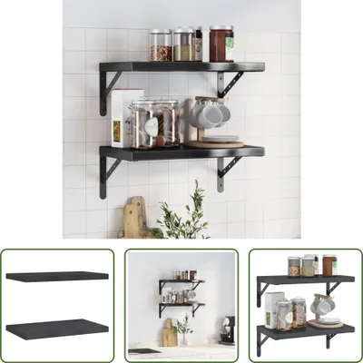 Immagine prodotto di The Living Store Mensole a muro 2 pz. 50x30x3 cm Nero Acciaio inox