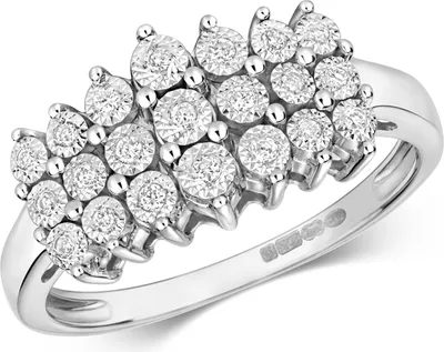Produktbild von Funkelndes Feuer 9 Karat (375) Weißgold Damen - Diamant Ring Brillant-Schliff 0.11 Karat H - I1 I2, 54 (17.2); TRS319559KWRSN
