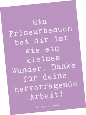 Produktbild von Mr. & Mrs. Panda Postkarte Spruch Friseur Wunder - Lavendeltraum - Geschenk, Haarschnitt, Aufmerksamkeit, Handgefertigt, Ansichtskarten, Kunden, Danke sagen, Künstler