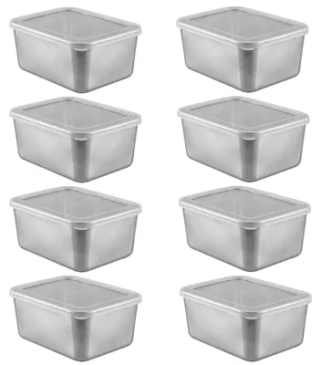 8er-Set Edelstahl Frischhaltedosen 600 ml stapelbar