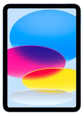 A tablet device displaying a colorful abstract wallpaper.