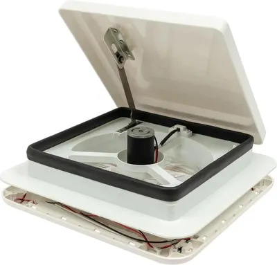 Immagine prodotto di Finestra da tetto per camper e roulotte - Botola da tetto con ventilatore - 36 x 36 cm - Ventilata - Per rimorchi - Nera