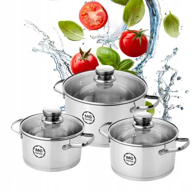 Obrázek produktu pro MG Home Satino Sada hrnců Nerezová ocel 6 dílů