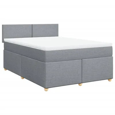 Produktbild von Boxspringbett mit Matratze Hellgrau 140x190 cm Stoff