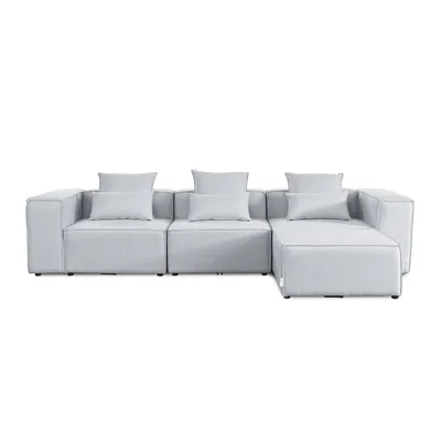 Zdjęcie produktu dla HOME DELUXE - Sofa Verona - Jasnoszara, rozmiar: L - ok. 327 x 70 x 207 cm, wysokość siedziska: 46 cm, głębokość siedziska: 80 cm, z poduszkami I Sofa modułowa Sofa modułowa narożna część dzienna