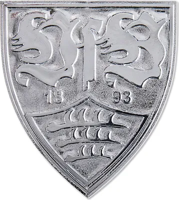Produktbild von VfB Stuttgart Autowappen Chrome 7,8 x 7 cm offizieller Fan-Artikel aus Kunststoff