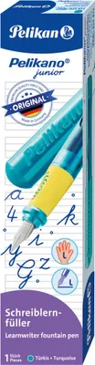 Produktbild von Schulfüller Pelikano junior - Feder L türkis Faltschachtel. Packung mit 10 Stück