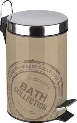 Produktbild von Sanwood Treteimer VINTAGE 3l mit Retro-Druck - Deckel aus Edelstahl, Farbe:Taupe