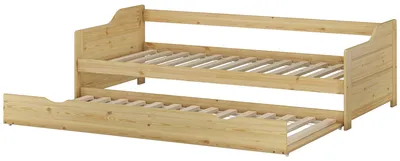 Produktbild von Sofabett Couchbett Wohnbett 90x200 Einzelbett Bettkasten Kiefer Zubehör wählbar V-60.34-09Rollrost inkl.