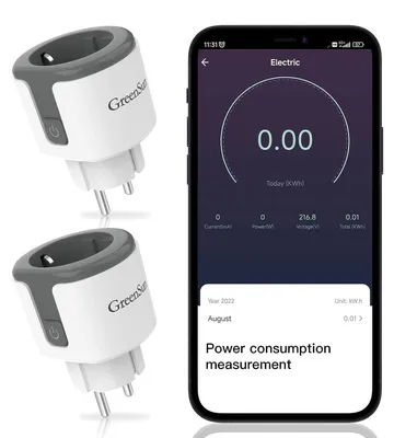 Smart-Steckdose 2er-Pack, Alexa, Timer, Energieverbrauch, 16A