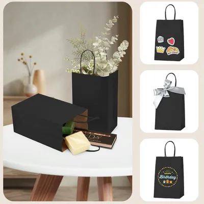 Productafbeelding van Famanu cadeauzakken van kraftpapier - 50 stuks - zwart