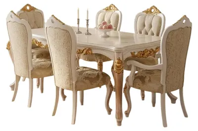 Productafbeelding van Een elegante eethoekset, bestaande uit een eettafel en 6 stijlvolle stoelen