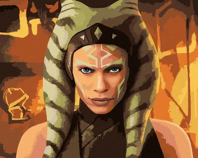 Obrázok produktu pre Zuty - Maľovanie podľa čísel - AHSOKA THANO (MANDALORIAN), 40x50 cm, bez rámu a bez vypnutia plátna