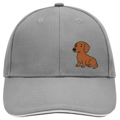Produktbild von Huuraa Cappy Mütze Kurzhaar Dackel Dachshund Comic Dark Grey/White Baumwolle 6-Panel Kappe Geschenkidee