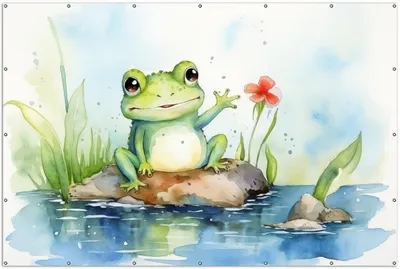 Produktbild von Wallario XXL Outdoor-Poster für Garten oder Balkon, Motiv Frosch in Aquarell, in ca. 300 x 200 cm