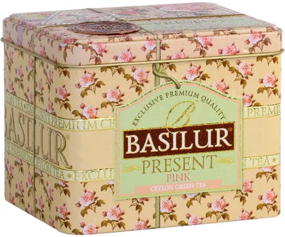 Zdjęcie produktu dla Basilur PRESENT PINK herbata zielona ANANAS RÓŻA TRUSKAWKA MANGO prezent PUSZKA - 100g