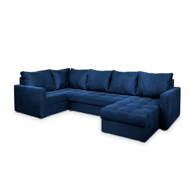 Produktbild von Masseno Ecksofa LORIVO L-S mit Schlaffunktion U-Form, Sofa mit Bettkasten, Wohnzimmersofa, Couch, Soffa, Bettsofa, Couchgarnitur- Blau, KRONOS 09