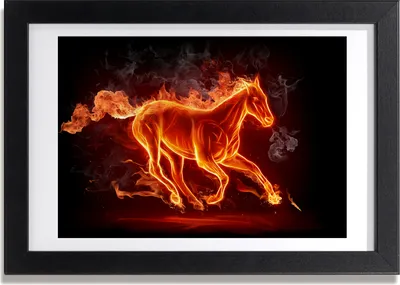 Produktbild von Bild 30x20 MDF-Rahmen, Wandkunst Das Pferd in Flammen