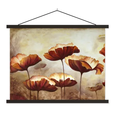 Produktbild von MuchoWow® Textilposter Malerei - Blumen - Ölfarbe - Pflanzen 150x113 cm mit holzfarbenen Rahmen - Poster