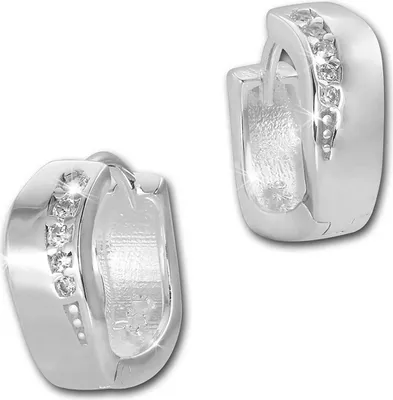 Produktbild von SilberDream Creolen Zirkonia weiß Ohrringe Sterlingsilber Welle Damen D2SDO4269W