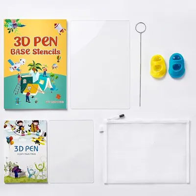 Imagen del producto de Kit de plantillas 3D, con 87 plantillas reutilizables, 2 láminas, para niños