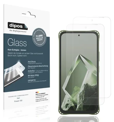 Produktbild von 2x Schutzfolie für Itel Power 80 matt - Anti-Shock 9H Folie dipos Glass Kunststoffglas
