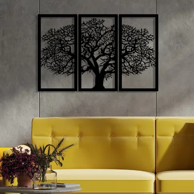 Produktbild von Wallity, Dekorativer Metall Wandaccessoire, Schwarz, 103 x 66 cm | 100% Metall (Stärke: 1,2 mm) | Stilvolles und modernes Design für jeden Raum, ideal für Wohn- und Arbeitsbereiche.