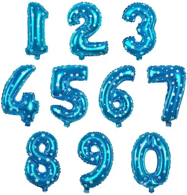 Productafbeelding van Jumada - Getallenballon, blauw met sterren - 43 cm