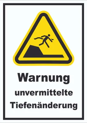Produktbild von Schild Warnung unvermittelte Tiefenänderung A4 Rückseite selbstklebend