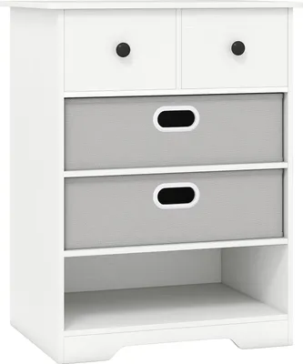 Immagine prodotto di COSTWAY Cassettiera con 4 cassetti, cassettiera con ripiani aperti, comodino, cassettiera per camera da letto, soggiorno, 58x42x75 cm Bianco