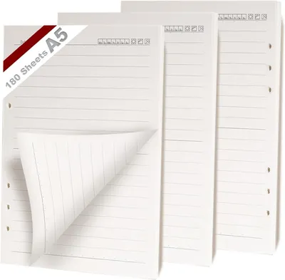 Produktbild von Nachfüllbarer Ringbuch A5, 180 Blatt, liniertes Papier, 6 Löcher, für Notizbuch