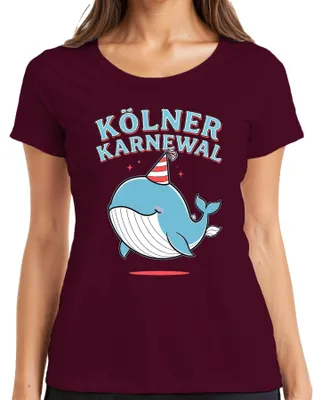 Imagen del producto de Camiseta para mujer, diseño "Kölner Karneval Wal Party Jeck Fastelovend", color burdeos, talla S