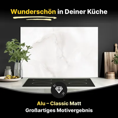 Produktbild von Spritzschutz Küchenrückwand aus Aluminiumverbund in Matt 125 x 60 cm Polierter Onyxmarmor