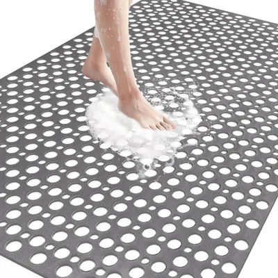 Immagine prodotto di Tappetino antiscivolo per doccia, 80x120 cm, grigio, in TPE, antiscivolo, con ventose, lavabile in lavatrice