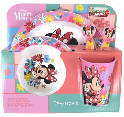 Image de Set de vaisselle pour enfants avec motif (5pcs) bol, assiette, couverts & gobelet