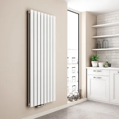 Zdjęcie produktu dla Grzejnik łazienkowy EMKE, grzejnik pionowy, grzejnik panelowy 1600x620mm, biały, płaskie dwuwarstwowe ogrzewanie z podłączeniem środkowym, 1988W