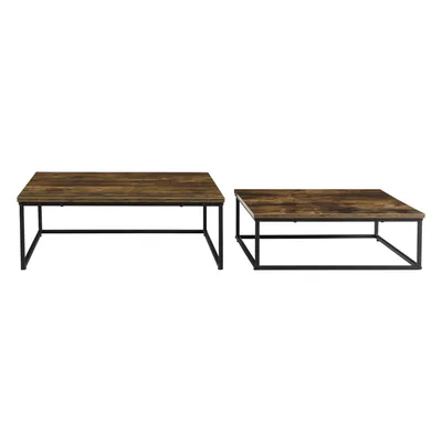 Immagine prodotto di In And OutdoorMatch tavolino Ashton - Set di 2 - Colori nero e legno - Truciolare e acciaio - Design moderno