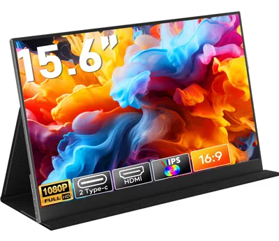 Produktbild von Przenośny monitor 15,6 cala, 1920 x 1080 FHD IPS 100% SRGB, przenośny monitor z mini HDMI USB-C, do laptopa, telefonu, komputera, PS5