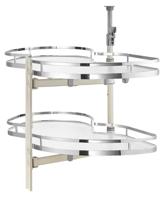 Image de VEVOR Armoire d'angle pivotante, organisateur d'armoire extensible et large à persiennes, plateau pivotant à 2 niveaux, réglable en hauteur