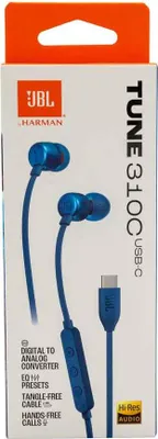 Produktbild von JBL Tune 310C USB Kopfhörer Kabelgebunden im Ohr Anrufe/Musik USB Typ-C Blau