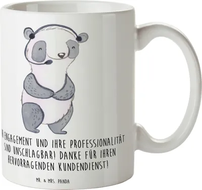 Produktbild von Mr. & Mrs. Panda Kaffeebecher Kundendienstmitarbeiter Held - Weiß - Geschenk, Kaffeetasse, Motivtasse, Wertschätzung, Becher, milchkaffeetasse, Danke sagen, Dankeschön