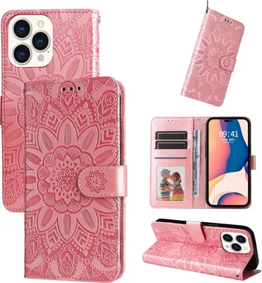 Produktbild von König Design Hülle kompatibel mit Apple iPhone 14 Pro Max Kunstleder Handyhülle - Handy Case Rosa