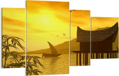 Produktbild von Bild auf Leinwand - Leinwandbild - Asien Berg Meer Felsen - 120x70cm - Wand Bild - Wanddeko - Leinwanddruck - Bilder - Kunstdruck - Wanddekoration - Leinwand bilder - Wandkunst - DL120x70-0363