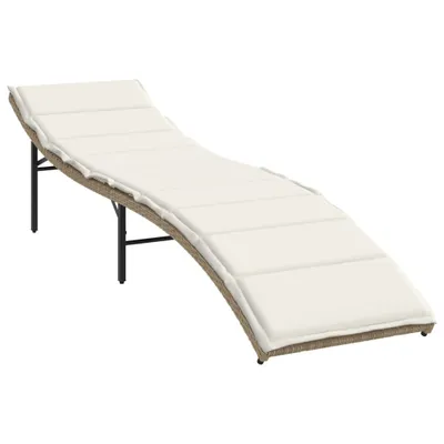 Produktbild von vidaXL Sonnenliege mit Kissen Beige 55x199x50 cm Poly Rattan