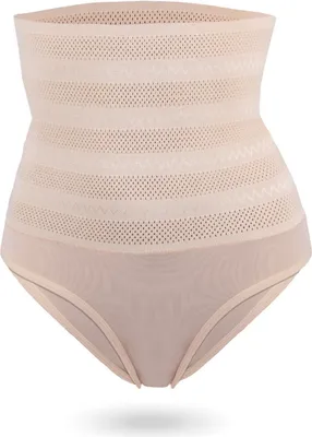 Produktbild von Figurformender Bodyshaper mit Bikini Slip ( Beige / M ) Highwaist Miederhose mit Bauchweg Effekt - Shapewear Bodypants, bequemer Miederslip Hohe Taille