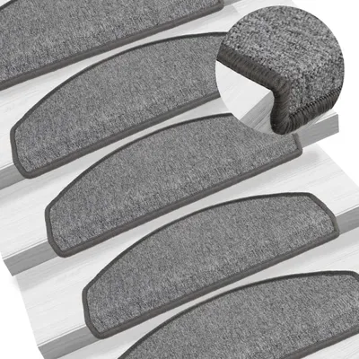 Immagine prodotto di vidaXL Tappetini per gradini 15 pezzi 65x24x4 cm Grigio scuro Semicircolare Grande